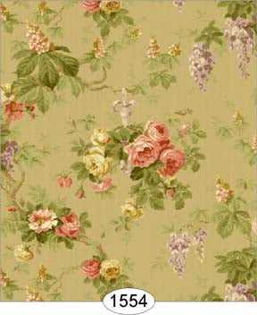 Wisteria Olive Green Wallpaper