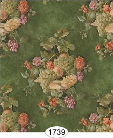 Fruit Damask 2 Green Wallpaper