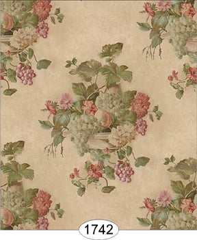 Fruit Damask 2 Beige Wallpaper