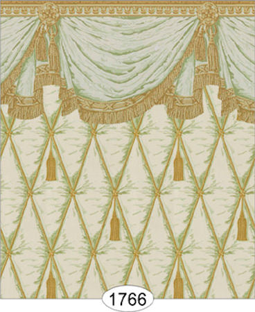 Velvet Swag Harlequin Pear Green Wallpaper