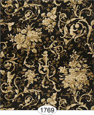 Velvet Swag Toile Black Wallpaper