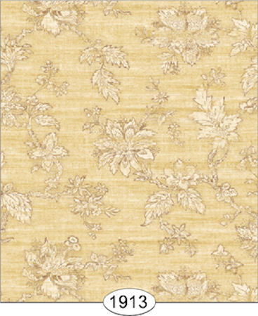 Wesley Floral Outline Beigy/Yellow Wallpaper