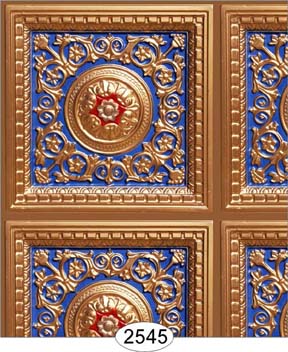 Copper Royal Blue Red Rosette Panel Paper