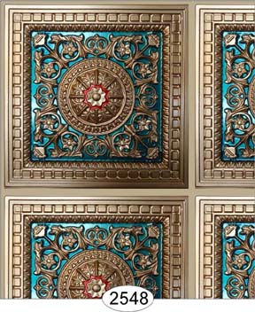 Gold Aqua Blue Red Rosette Panel Paper