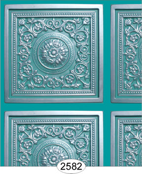 Silver with Aqua Blue Rosette Panel Paper