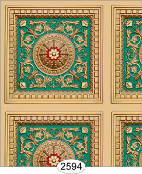 Gold Light Green Rosette Panel Paper