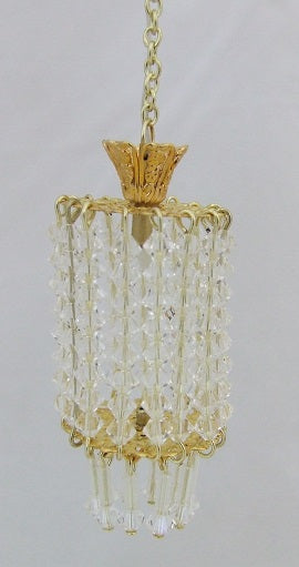 Tall Drum Chandelier with Crystals