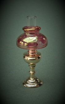 Brass Table Lamp, Cranberry Shade