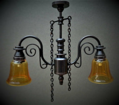 2-Arm Gas Down Light, Amber Shade