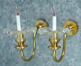 Brass Candle Sconce with Drip Plate, Pair