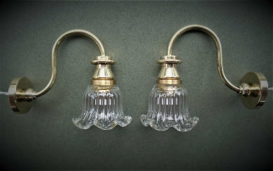 Sconce, Serrated Rib, Clear Shade, Pair