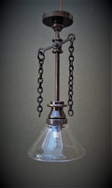 Gas Pendant Light, Clear Coolie Shade