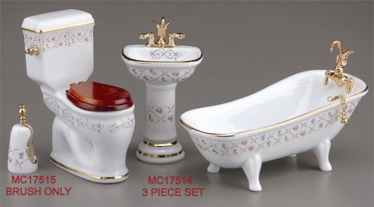 Gold Crosshatch Bathroom Set, 3pc